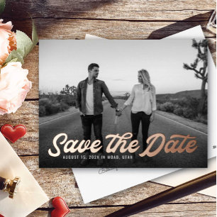 Retro Save the Date Foil Invitation Postcard