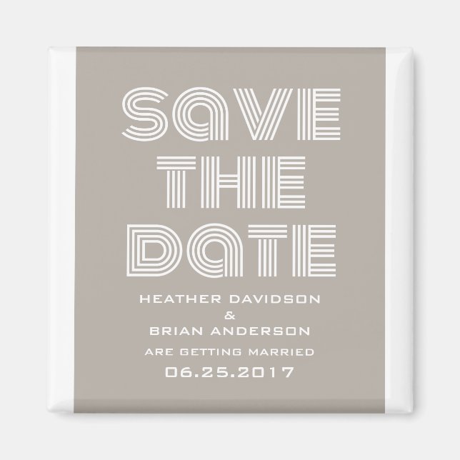 Retro Save the Date Magnet, Beige Magnet (Front)