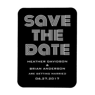 Retro Save the Date Magnet, Black Magnet