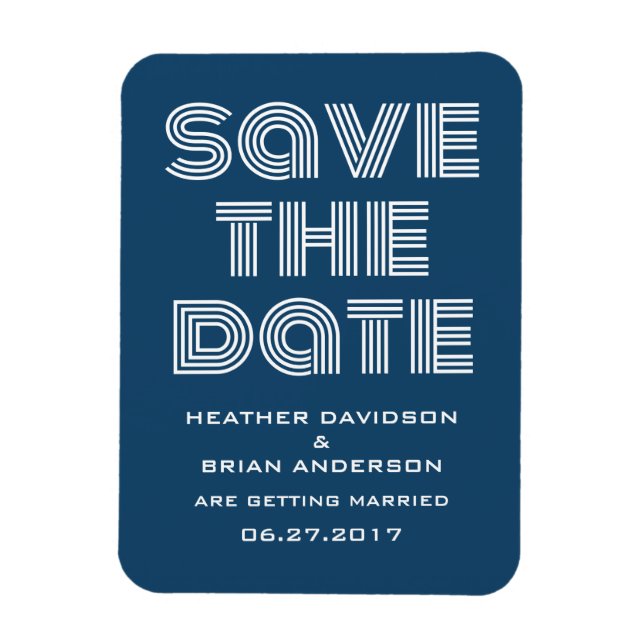 Retro Save the Date Magnet, Blue Magnet (Vertical)