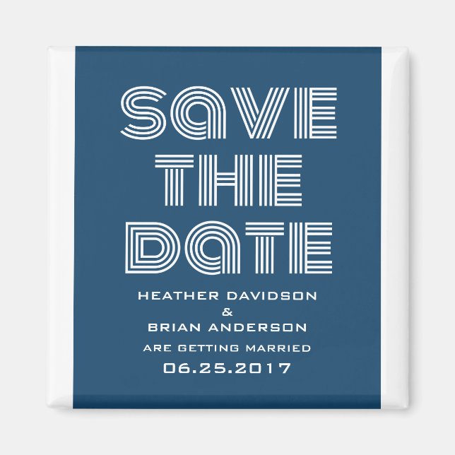 Retro Save the Date Magnet, Blue Magnet (Front)