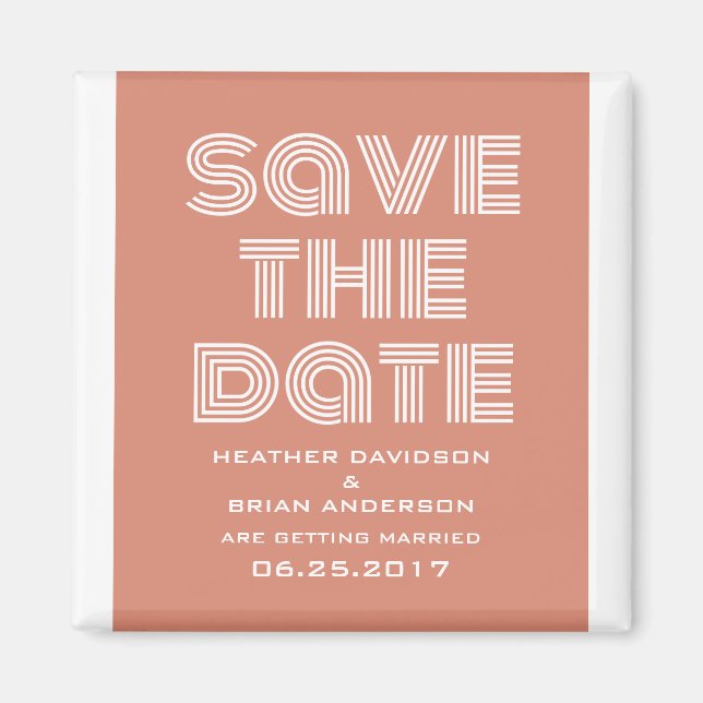 Retro Save the Date Magnet, Orange Magnet (Front)