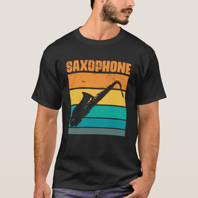 Retro Saxophone Vintage Musical Instrument Saxopho T-Shirt (Front)