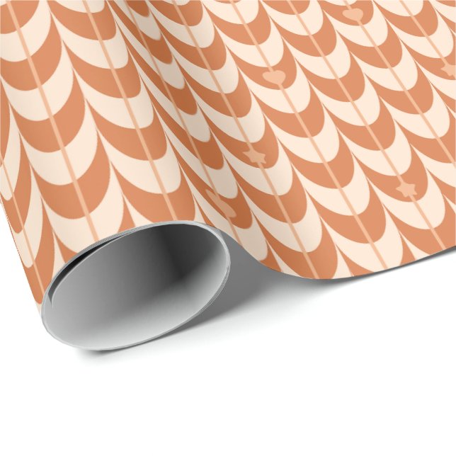 Retro Scallop Geometric Pattern Wrapping Paper (Roll Corner)
