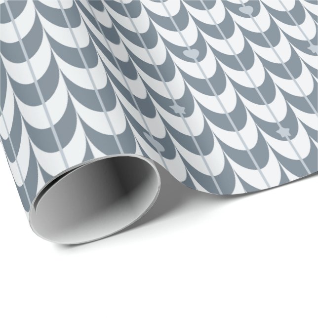 Retro Scallop Geometric Pattern Wrapping Paper (Roll Corner)