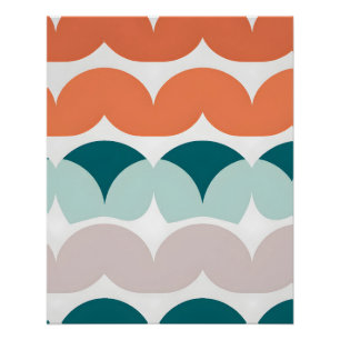 Retro Scallop Pattern in Warm & Cool Tones Poster