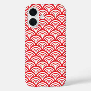 Retro Scallop Scale Arch Blood Orange Red iPhone 16 Case