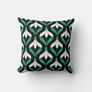 Retro Scandi Mid Century Modern Snowdrop pattern Cushion