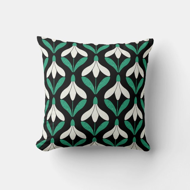 Retro Scandi Mid Century Modern Snowdrop pattern Cushion (Front)