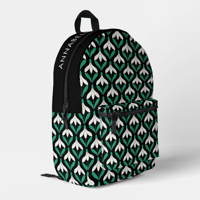 Retro Scandi Mid Century Modern Snowdrop pattern Printed Backpack (Back Corner Left)