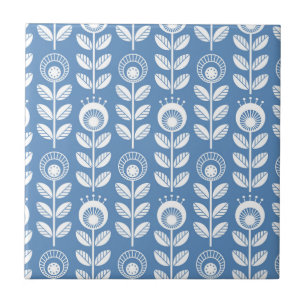 Retro Scandinavian Blue Pattern Ceramic Tile
