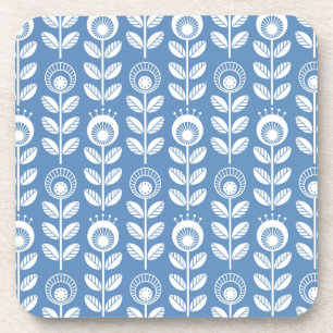 Retro Scandinavian Blue Pattern Coaster