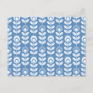Retro Scandinavian Blue Pattern Holiday Postcard