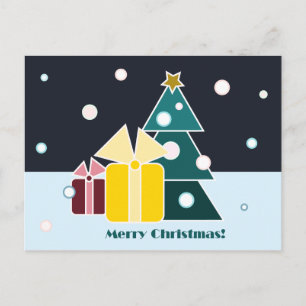 Retro Scandinavian Christmas Tree Gifts Art Holiday Postcard