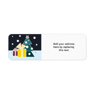 Retro Scandinavian Christmas Tree Gifts Art Return Address Label