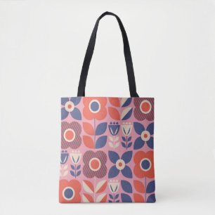 Retro Scandinavian Floral Seamless Elements Tote Bag