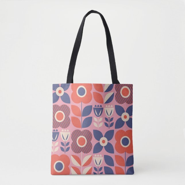 Retro Scandinavian Floral Seamless Elements Tote Bag (Front)
