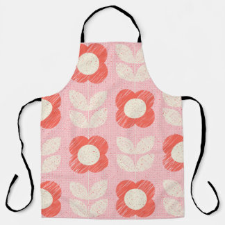Retro Scandinavian Stylised Floral Seamless Apron