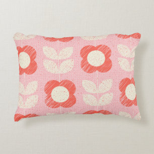 Retro Scandinavian Stylised Floral Seamless Decorative Cushion