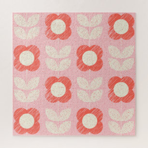 Retro Scandinavian Stylised Floral Seamless Jigsaw Puzzle