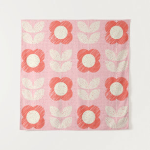 Retro Scandinavian Stylised Floral Seamless Tapestry