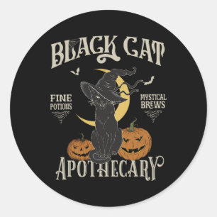 Retro Scary Halloween Costume Black Cat Salem Apot Classic Round Sticker