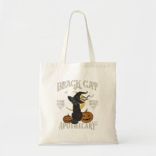Retro Scary Halloween Costume Black Cat Salem Apot Tote Bag