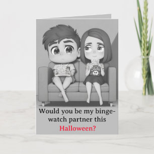 Retro Scary Movie-Binge Watch Partners (Version 2) Holiday Card