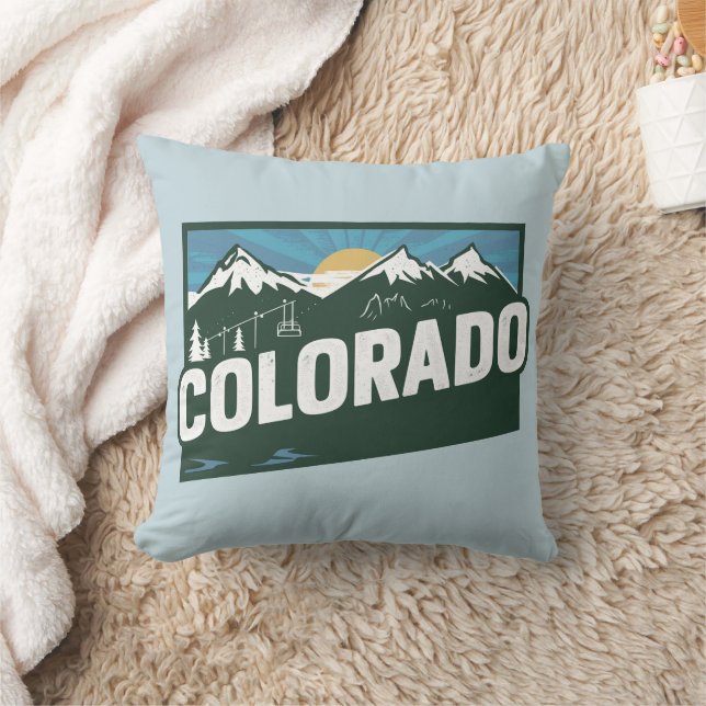 Retro Scenic Colorado Silhouette Cushion (Blanket)