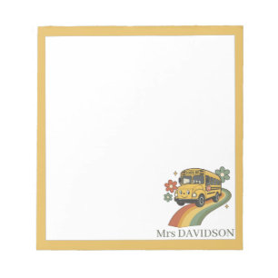 Retro School Bus Personalised Name Notepad