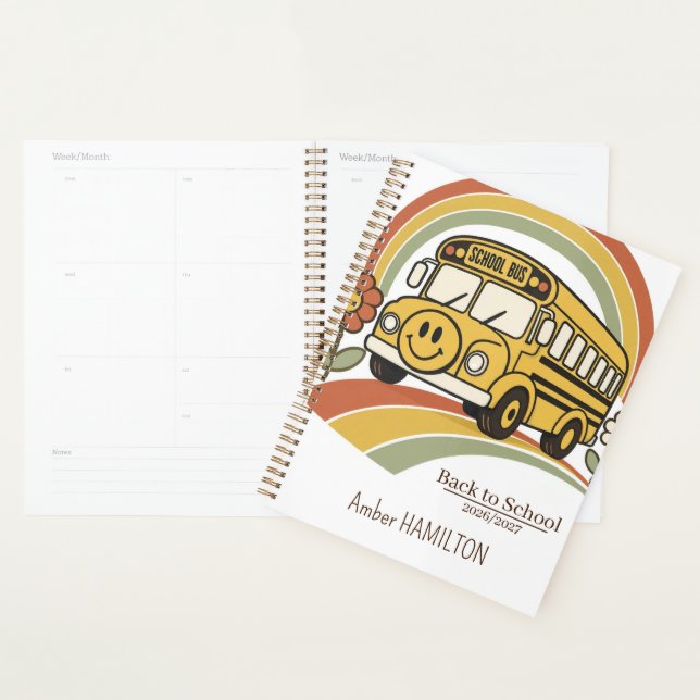Retro School Bus Personalised Teacher Planner  (Display)