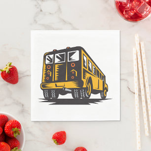 Retro School Bus Vintage Yellow Napkin