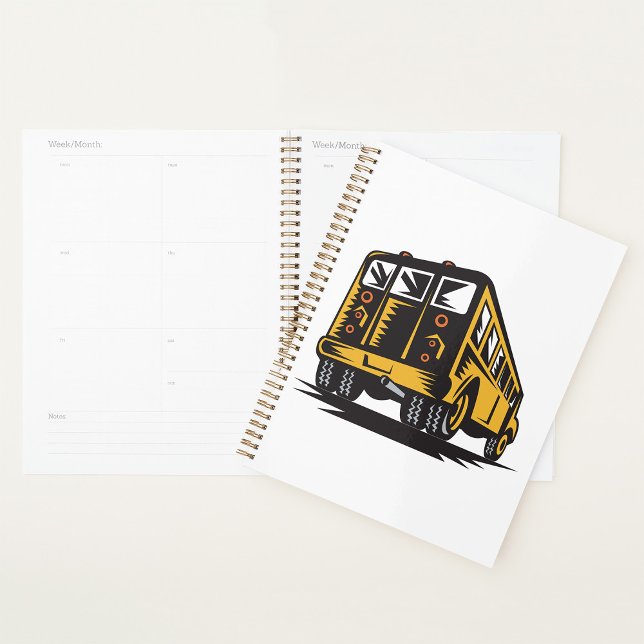 Retro School Bus Vintage Yellow  Planner (Creator Uploaded)