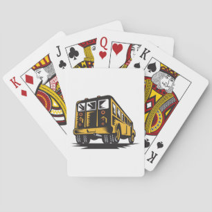 Retro School Bus Vintage Yellow Playing Cards