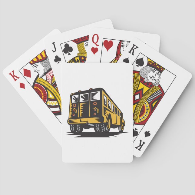 Retro School Bus Vintage Yellow  Playing Cards (Back)