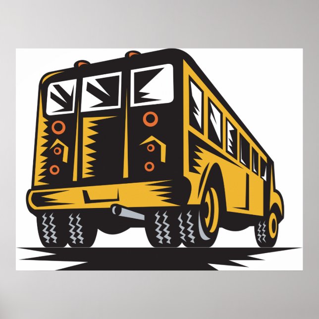 Retro School Bus Vintage Yellow  Poster (Front)