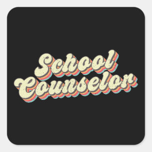  Retro School Counselor Counseling Teacher Square Sticker