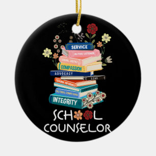 Retro School Counselor Therapist Mental Health Adv Ceramic Ornament