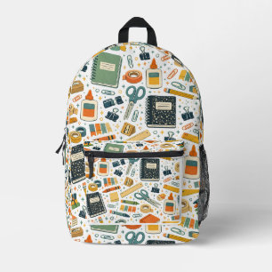 Retro School Supplies Pattern Back to School Printed Backpack