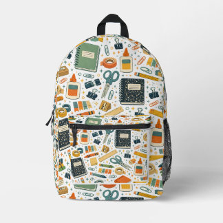 Retro School Supplies Pattern Back to School Printed Backpack