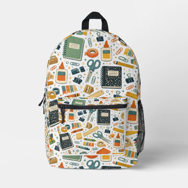 Retro School Supplies Pattern Back to School  Printed Backpack (Front)