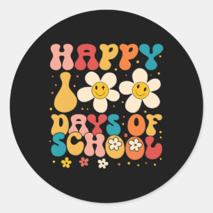 Retro School Teacher Student Happy 100 Days Of Sch Classic Round Sticker