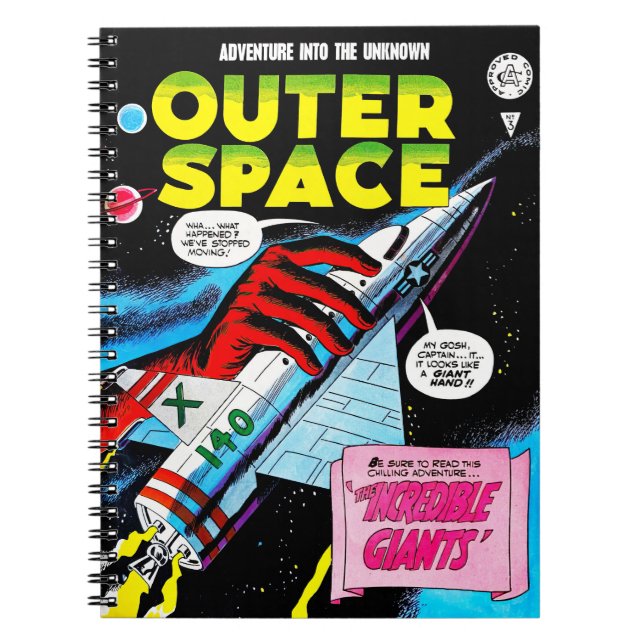 Retro Sci-Fi Adventure Outer Space Comics Cover Notebook (Front)