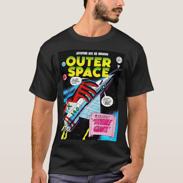 Retro Sci-Fi Adventure Outer Space Comics Cover T-Shirt (Front)