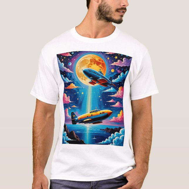 Retro Sci-Fi Airship Adventure Tee (Front)