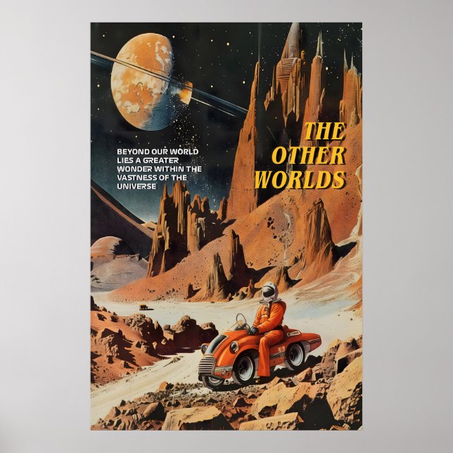 Retro Sci-Fi Art Print Galactic Scooter Ride (Front)