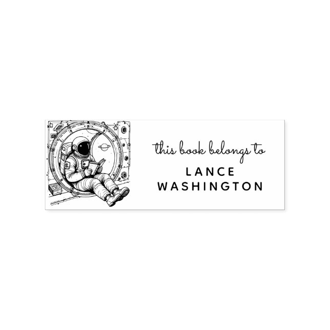 Retro Sci-Fi Astronaut Bookplate Stamp (Imprint)