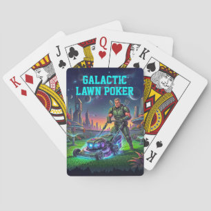 Retro Sci Fi Astronaut Galactic Lawn Comic Art Playing Cards
