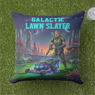 Retro Sci-fi Astronaut Lawn Slayer Home Decor Cushion