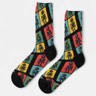 Retro Sci Fi Cartoon Robots Socks